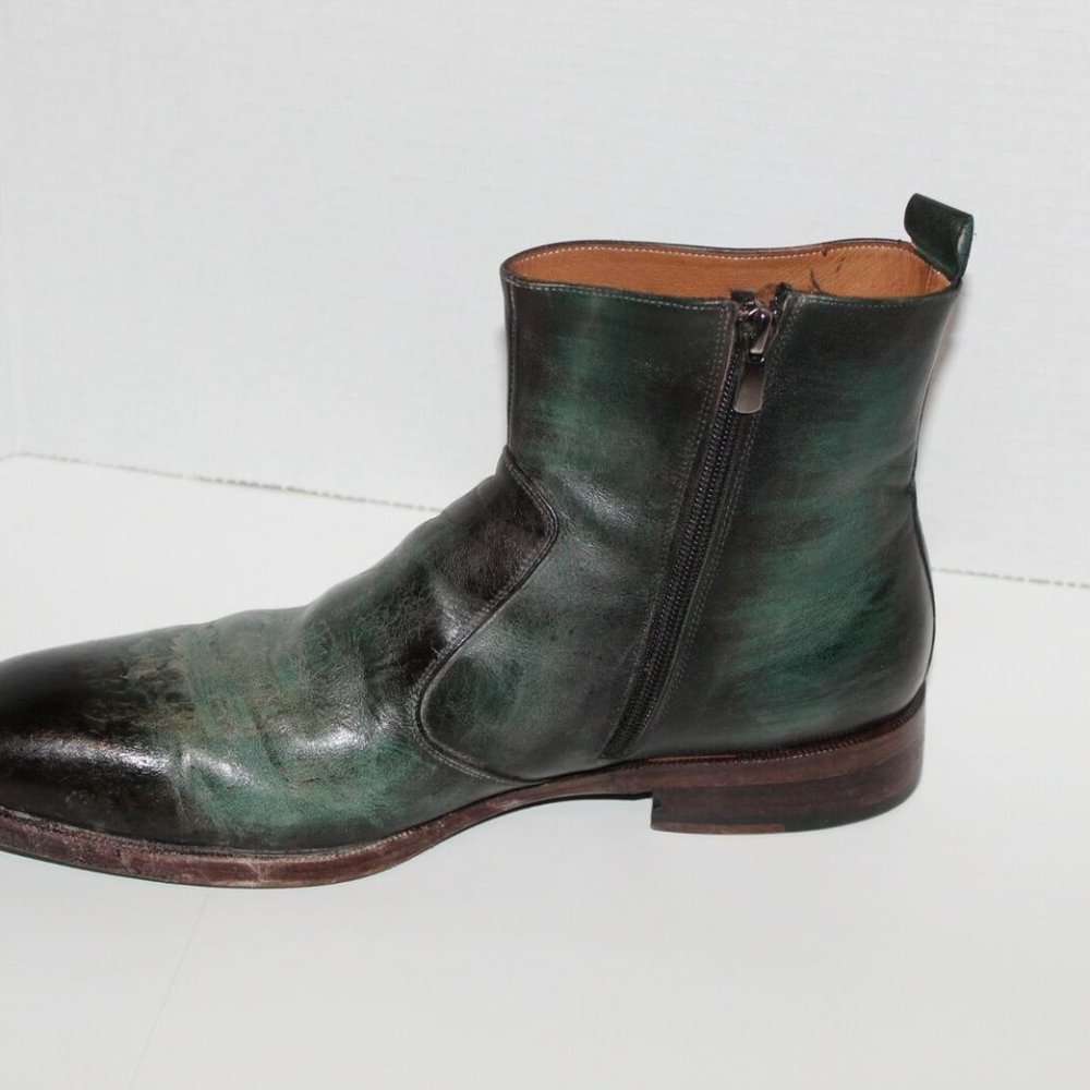 Paul Parkman Handmade Turquoise Burnished Side Zipper Boots 9 / 9.5 EU 42 H12249 - Picture 4 of 12